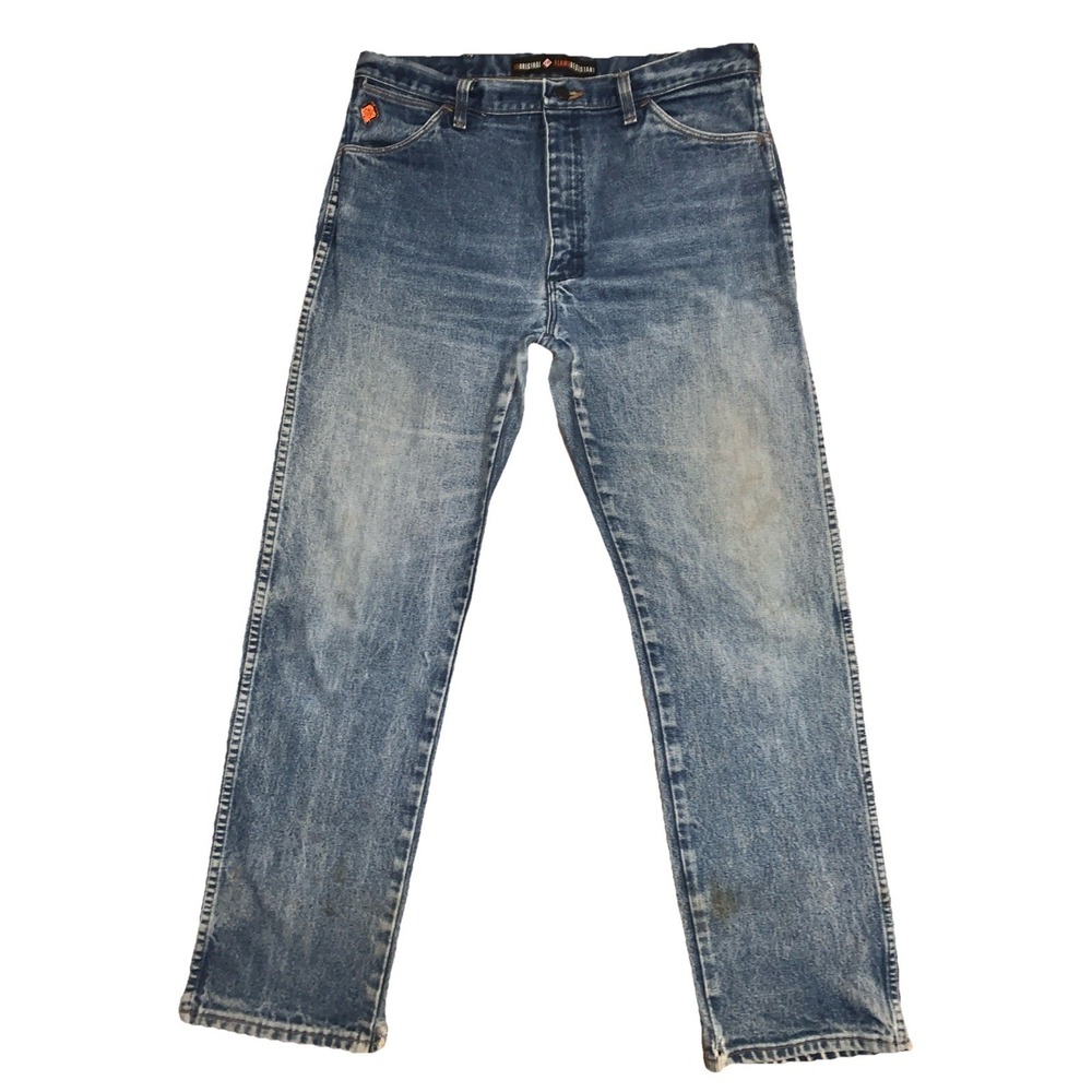 Wrangler Jeans‎ Men's 35x34 FR Flame Resistant Riggs Workwear Blue Denim Cotton